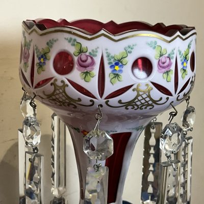 LUSTRES OVERLAY CRANBERRY PAINTED GLASS - Image 10