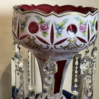 LUSTRES OVERLAY CRANBERRY PAINTED GLASS - Image 11