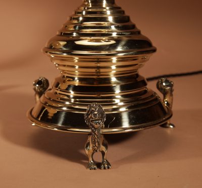 Interesting And Impressive Pair Of Signed Brass Table Lamps, In the Neo Gothic Style. Dutch Circa 1878-1887 - Image 6