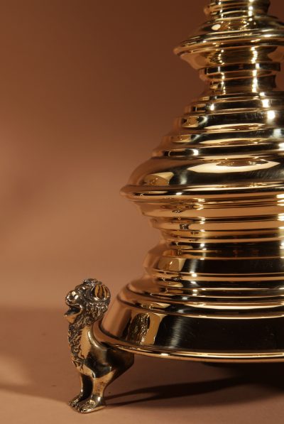 Interesting And Impressive Pair Of Signed Brass Table Lamps, In the Neo Gothic Style. Dutch Circa 1878-1887 - Image 7