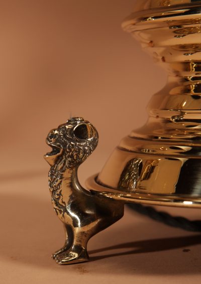 Interesting And Impressive Pair Of Signed Brass Table Lamps, In the Neo Gothic Style. Dutch Circa 1878-1887 - Image 8