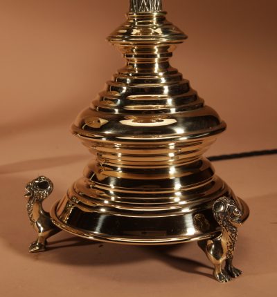 Interesting And Impressive Pair Of Signed Brass Table Lamps, In the Neo Gothic Style. Dutch Circa 1878-1887 - Image 9