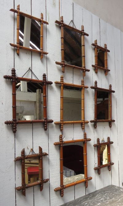 Set Of Nine Antique Faux Bamboo Mirrors - Image 5