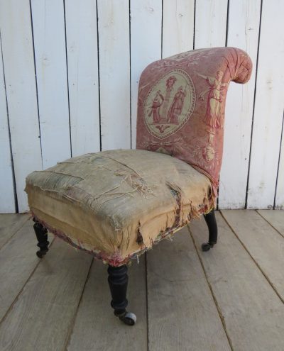 Antique Napoleon III Scroll Top Slipper Chair - Image 8