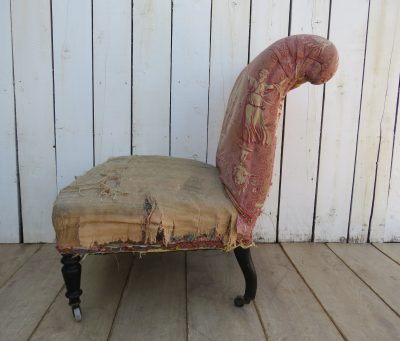 Antique Napoleon III Scroll Top Slipper Chair - Image 5