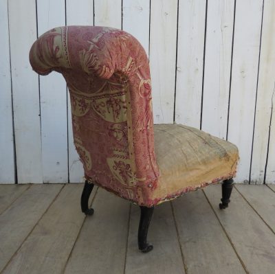 Antique Napoleon III Scroll Top Slipper Chair - Image 3
