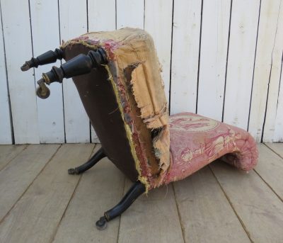 Antique Napoleon III Scroll Top Slipper Chair - Image 7