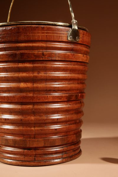 A Very Decorative Original Walnut Coopered Peat Tea Bucket Jardinière Tea Stove. - Image 2