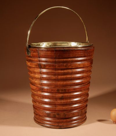A Very Decorative Original Walnut Coopered Peat Tea Bucket Jardinière Tea Stove. - Image 3