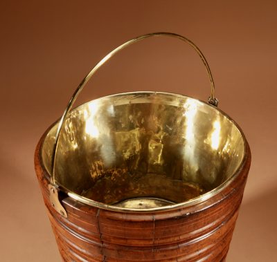 A Very Decorative Original Walnut Coopered Peat Tea Bucket Jardinière Tea Stove. - Image 4