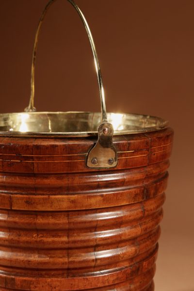 A Very Decorative Original Walnut Coopered Peat Tea Bucket Jardinière Tea Stove. - Image 5