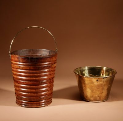 A Very Decorative Original Walnut Coopered Peat Tea Bucket Jardinière Tea Stove. - Image 7