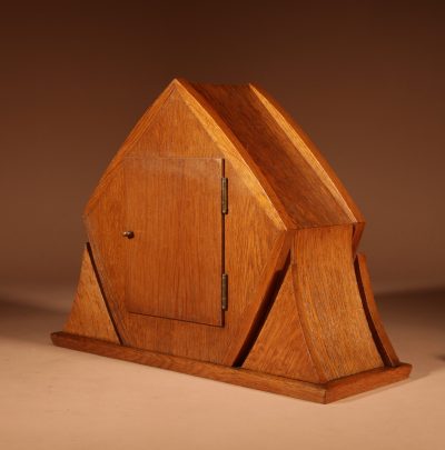 An Exceptional Very Stylish Typical Art Deco Amsterdam School Oak and Macassar Ebony/Coromandel Mantel Clock. - Image 7