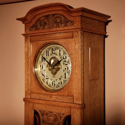Art Nouveau / Art Deco Impressive and Beautiful Golden Oak Dutch Longcase Clock.  - Image 3