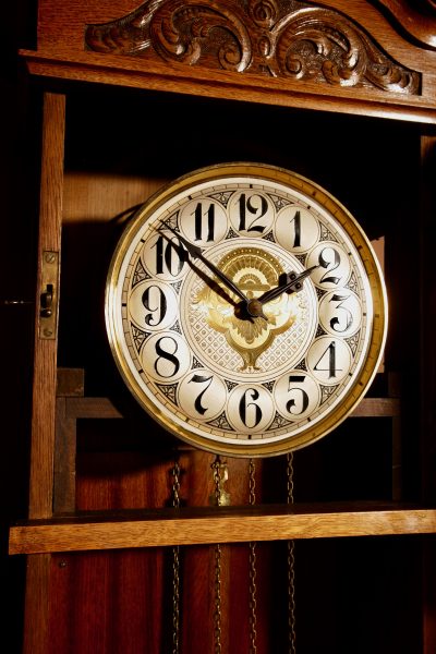 Art Nouveau / Art Deco Impressive and Beautiful Golden Oak Dutch Longcase Clock.  - Image 7
