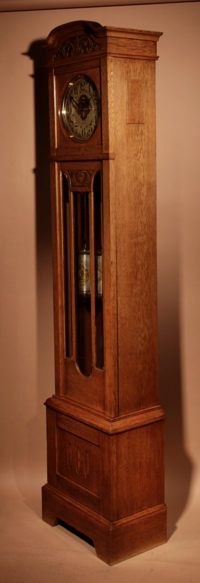 Art Nouveau / Art Deco Impressive and Beautiful Golden Oak Dutch Longcase Clock.  - Image 10