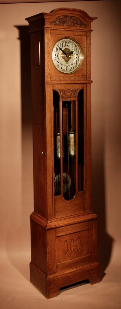 Art Nouveau / Art Deco Impressive and Beautiful Golden Oak Dutch Longcase Clock.  - Image 11