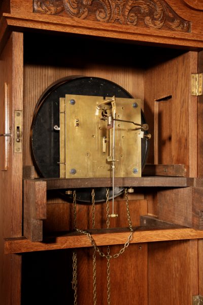 Art Nouveau / Art Deco Impressive and Beautiful Golden Oak Dutch Longcase Clock.  - Image 12