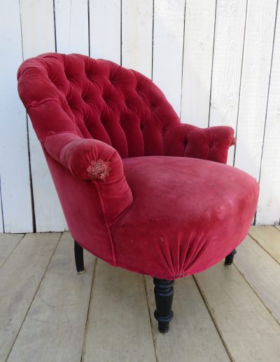 Antique Napoleon III Button Back Tub Chair - Image 8