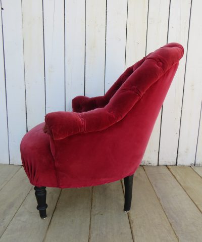 Antique Napoleon III Button Back Tub Chair - Image 5