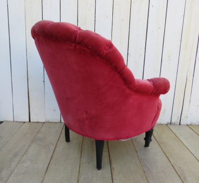 Antique Napoleon III Button Back Tub Chair - Image 3