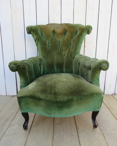Antique Napoleon III Button Back Armchair - Image 2