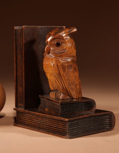 Black Forest Amusing Pair Of Owl Carved Bookends Circa 1900-20. - Image 5