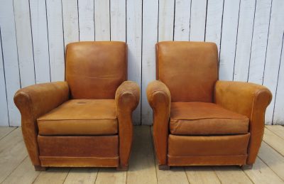 Pair Of French Leather Club Chairs - Image 2