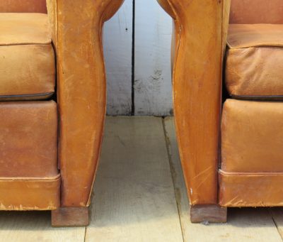 Pair Of French Leather Club Chairs - Image 4