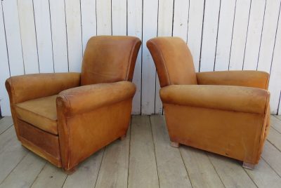 Pair Of French Leather Club Chairs - Image 10