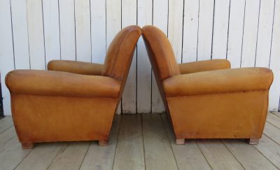 Pair Of French Leather Club Chairs - Image 6