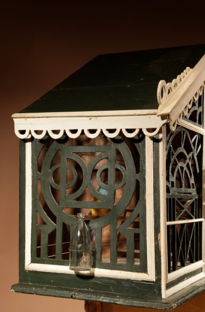 A Very Decorative Fretwork Table/Wall Hanging Birdcage Dated 1914 - Image 5