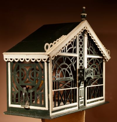 A Very Decorative Fretwork Table/Wall Hanging Birdcage Dated 1914 - Image 6