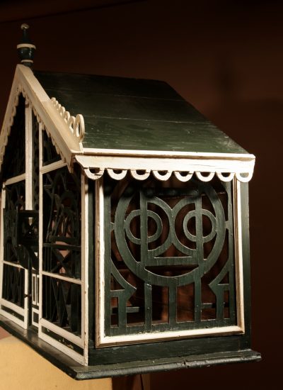 A Very Decorative Fretwork Table/Wall Hanging Birdcage Dated 1914 - Image 8