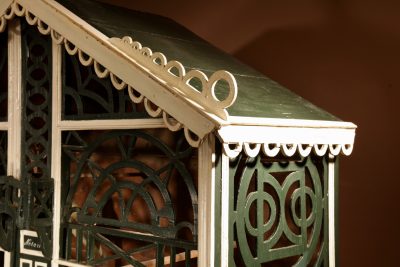 A Very Decorative Fretwork Table/Wall Hanging Birdcage Dated 1914 - Image 9