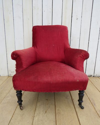 Antique Napoleon III Scroll Top Armchair - Image 2