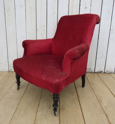 Antique Napoleon III Scroll Top Armchair - Image 8