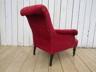 Antique Napoleon III Scroll Top Armchair - Image 3