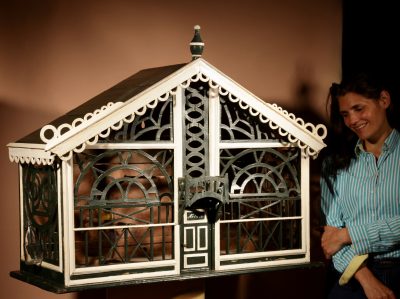 A Very Decorative Fretwork Table/Wall Hanging Birdcage Dated 1914 - Image 14