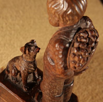 Black Forest Original Pair Of Fine carved Sculptures Of A Boy And Girl. - Image 4