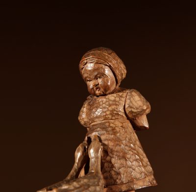 Black Forest Original Pair Of Fine carved Sculptures Of A Boy And Girl. - Image 5