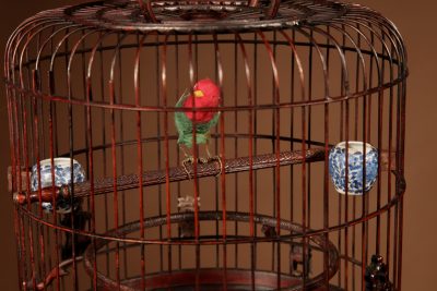 Fine Made And Carved Chinese Bamboo Bird Cage. - Image 7