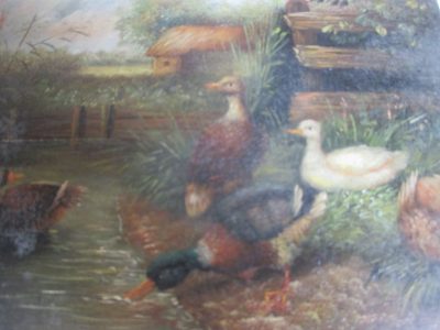 OIL PAINTING OF DUCKS ON WOOD EDWARDIAN   12 CM BY 17 CM SIGNED HAINSTER OR NAINSTER FREE POST - Image 6