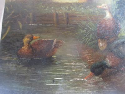 OIL PAINTING OF DUCKS ON WOOD EDWARDIAN   12 CM BY 17 CM SIGNED HAINSTER OR NAINSTER FREE POST - Image 8