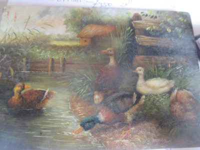 OIL PAINTING OF DUCKS ON WOOD EDWARDIAN   12 CM BY 17 CM SIGNED HAINSTER OR NAINSTER FREE POST - Image 9