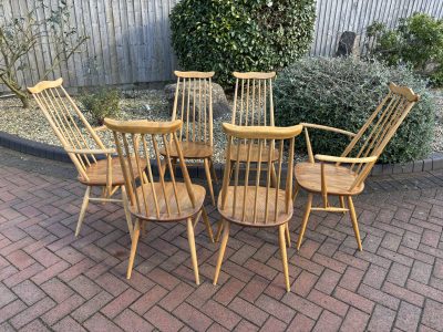 Mid Century Set of 6 Ercol Goldsmith Dining Chairs - Image 2