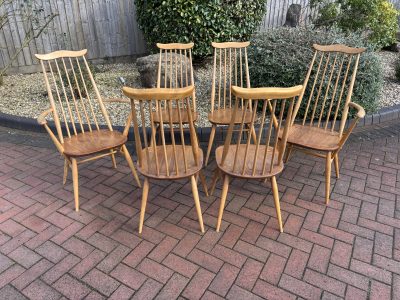 Mid Century Set of 6 Ercol Goldsmith Dining Chairs - Image 3