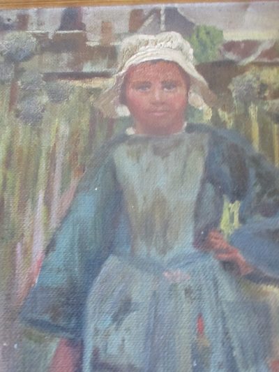 OILPAINTING DUTCH GIRL ON CANVAS  SIGNED F B    35 CM BY  23 CM CIRCA 1880   [FREE POST] - Image 3
