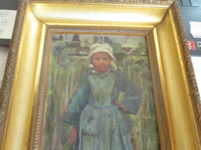 OILPAINTING DUTCH GIRL ON CANVAS  SIGNED F B    35 CM BY  23 CM CIRCA 1880   [FREE POST] - Image 6