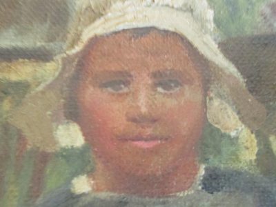 OILPAINTING DUTCH GIRL ON CANVAS  SIGNED F B    35 CM BY  23 CM CIRCA 1880   [FREE POST] - Image 9
